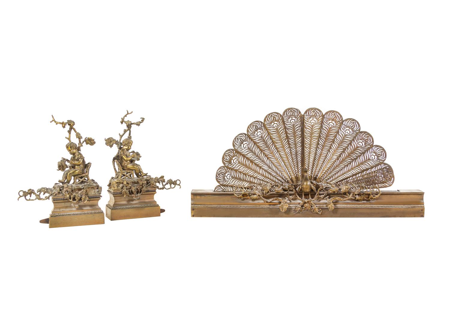 A Louis XVI Style Gilt Bronze Fire Fender