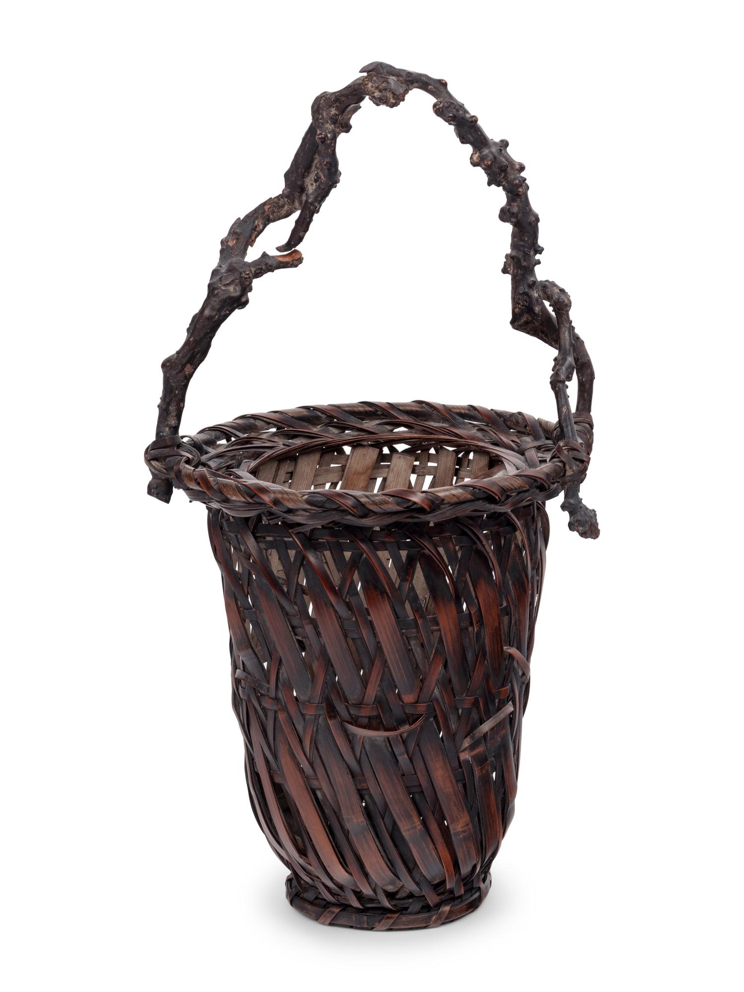 A Large Japanese Ikebana Bamboo Flower Arranging Basket