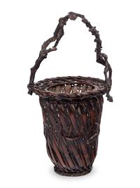 A Large Japanese Ikebana Bamboo Flower Arranging Basket