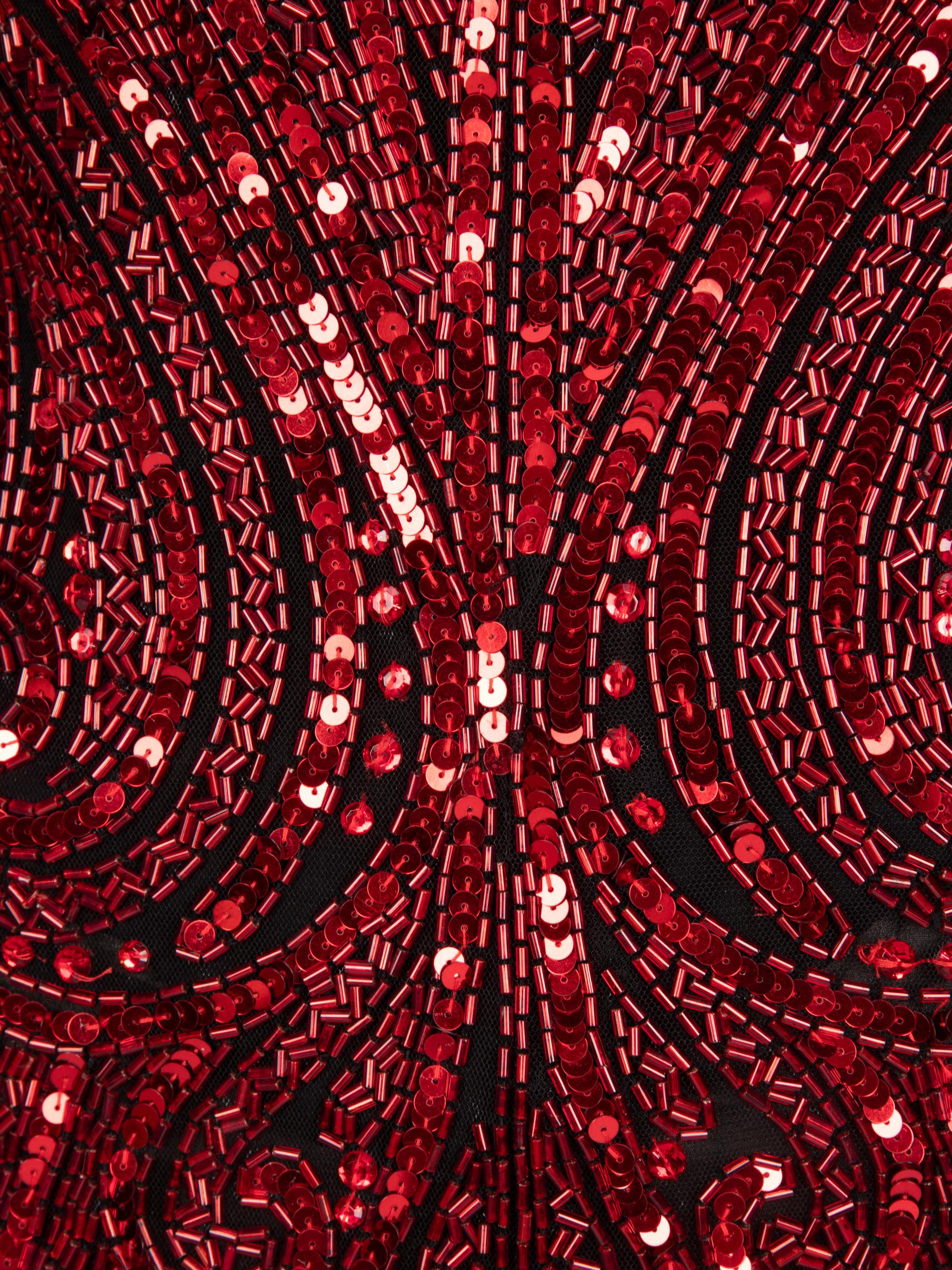 Bob Mackie, Red Sequined Strapless Gown