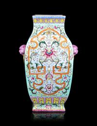 A Chinese Famille Rose Porcelain Square Vase