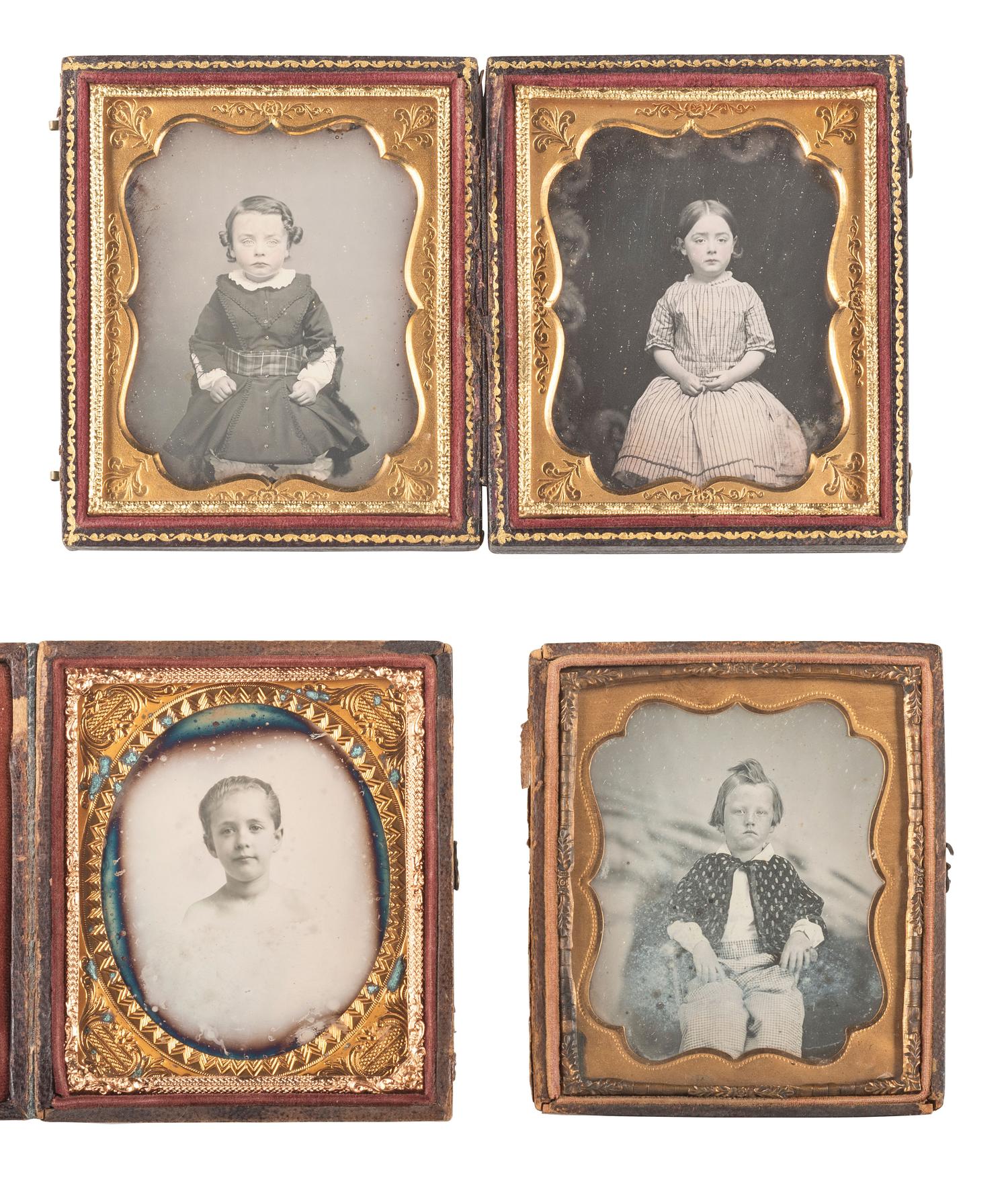 [EARLY PHOTOGRAPHY]. 30 daguerreotypes of children in sixth plate cases.