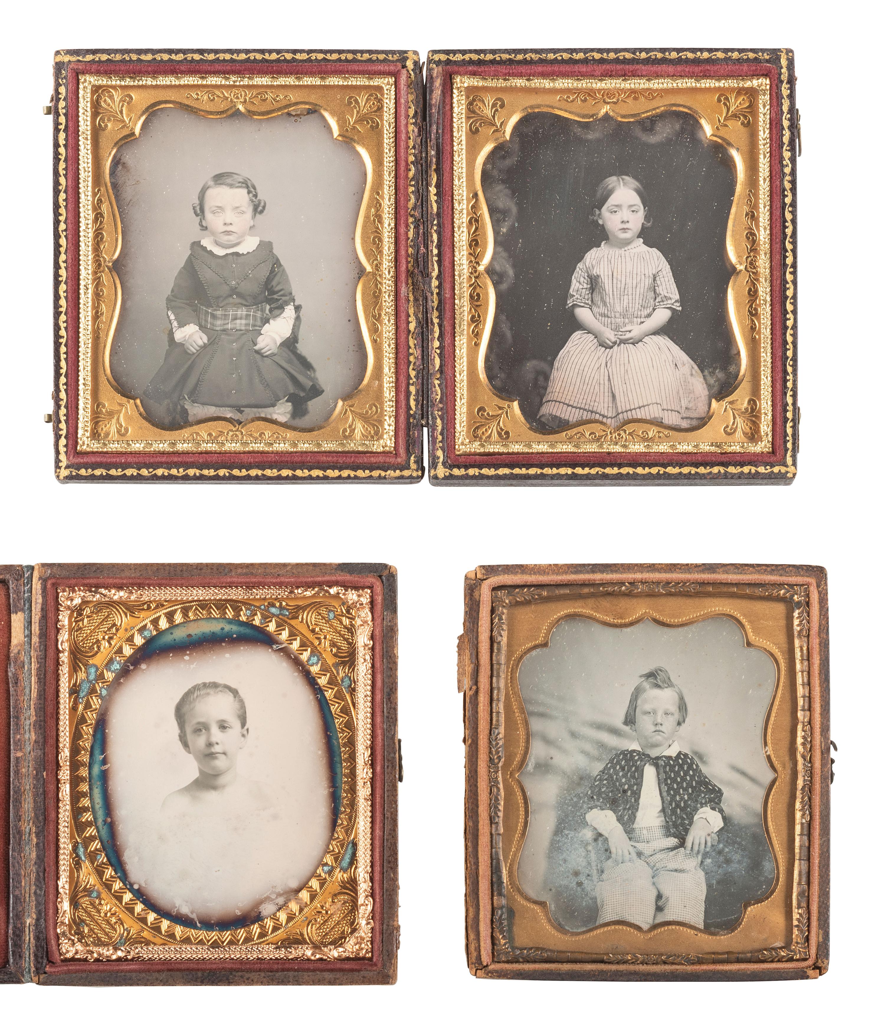 [EARLY PHOTOGRAPHY]. 30 daguerreotypes of children in sixth plate cases.