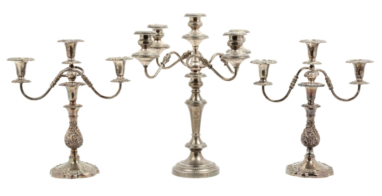 A Pair of Silver-plate Candelabra