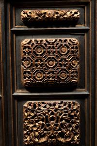 A Chinese Gilt and Red Lacquered Wood Shrine