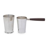 An Arts and Crafts Sterling Silver Tea Strainer and Stand