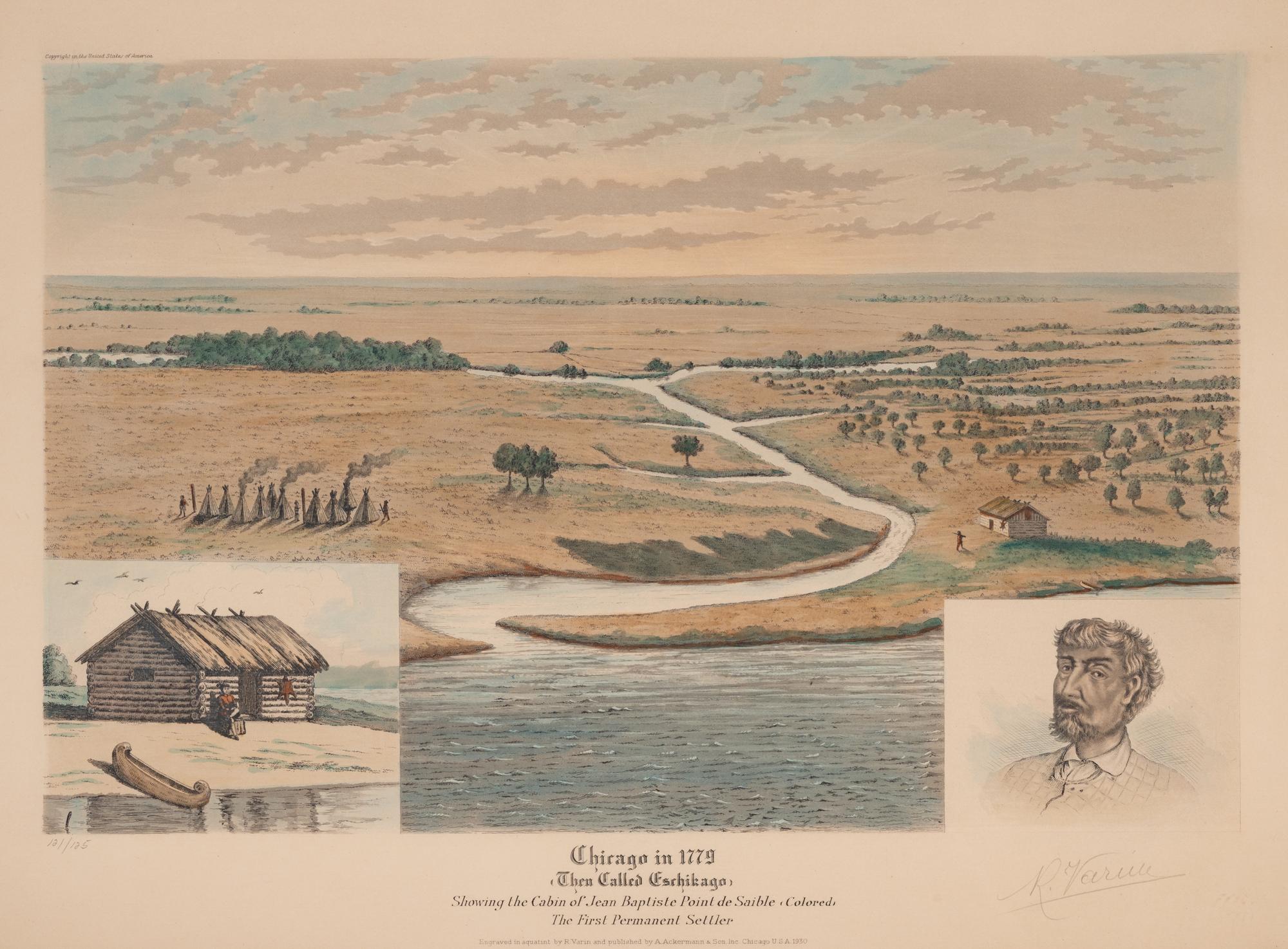 A group of 4 aquatint prints of Chicago by A. Ackermann and Son, Inc., comprising: