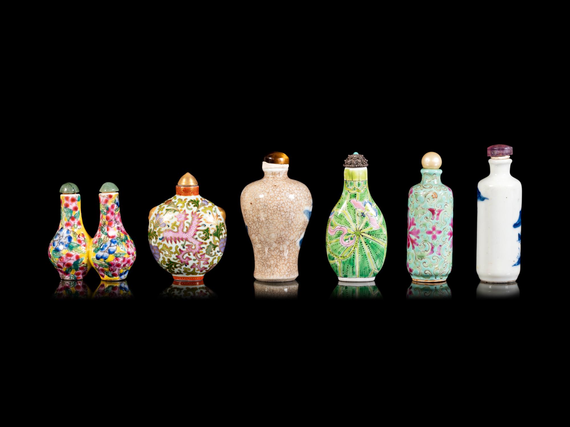 Six Chinese Porcelain Snuff Bottles
