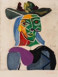After Pablo Picasso (Spanish, 1881–1973) — Tête de Femme au Chapeau, 1956
