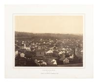 Pennsylvania JOHNSON, Thomas H. (b. 1821), photographer. Exceptional 3-section panoramic view of Carbondale, PA. Ca 1863-1865.