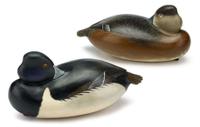 Pair of carved and painted ringbill decoy Sleepers robert white (b. 1939), tullytown, pa