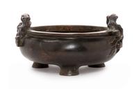 A Chinese Bronze Tripod Censer Diameter 5 1/4 inches. — 20TH CENTURY