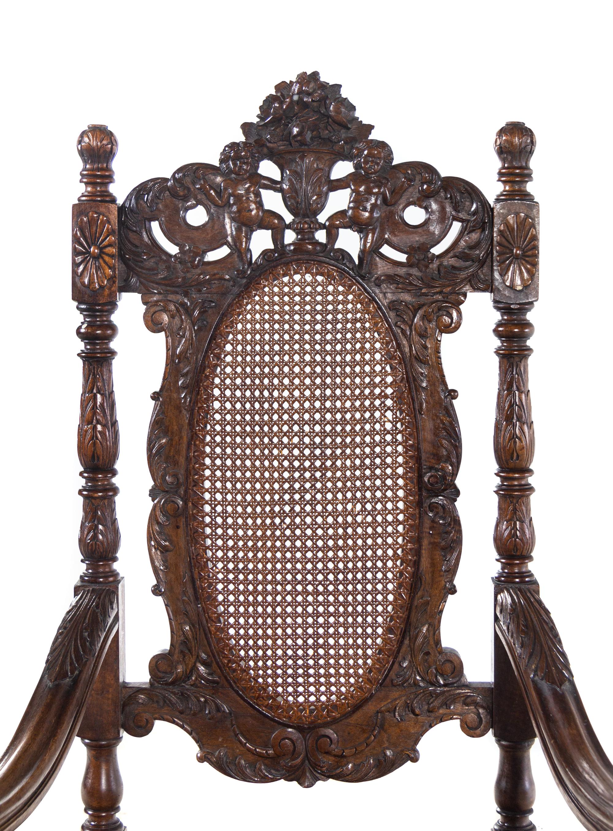 Two Renaissance Revival Carved Walnut Chairs