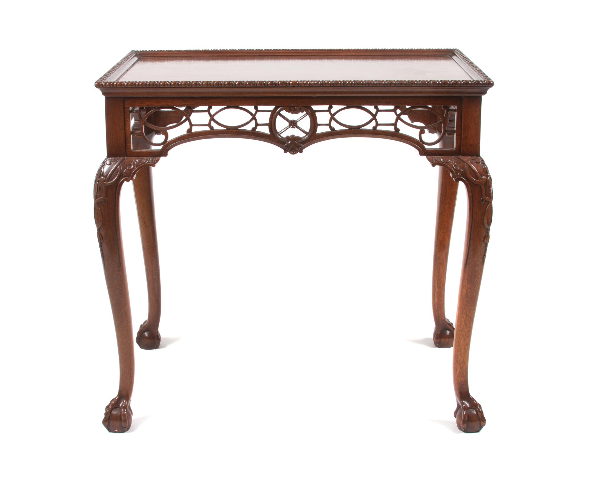 A Chippendale Style Mahogany Tea Table Height 30 1/4 x width 21 1/2 x depth 32 1/2 inches. — 20TH CENTURY