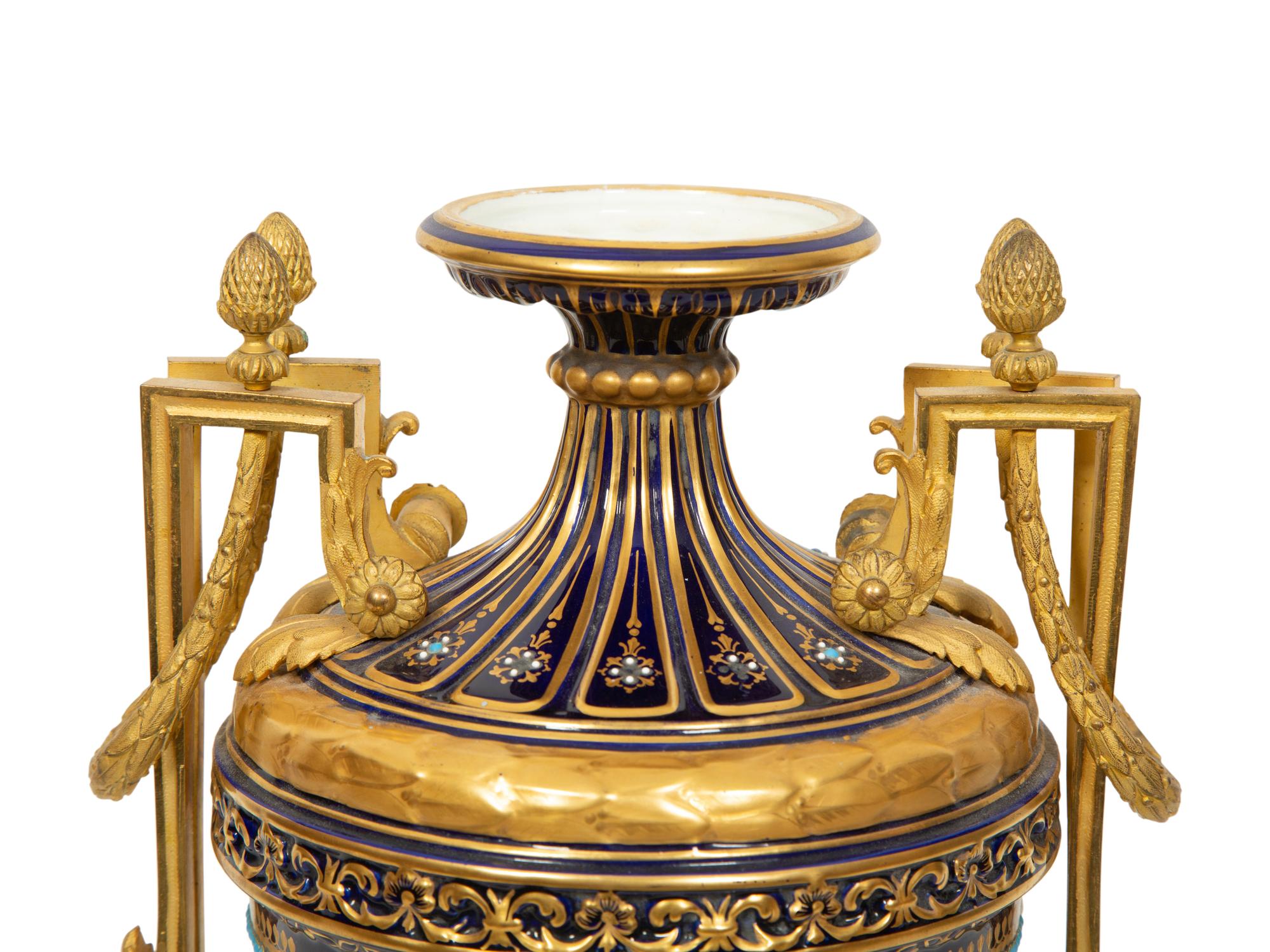 A Sèvres Gilt Bronze Mounted Porcelain Urn
