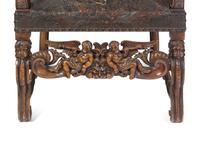 An Italian Baroque Tooled Leather-Upholstered Armchair