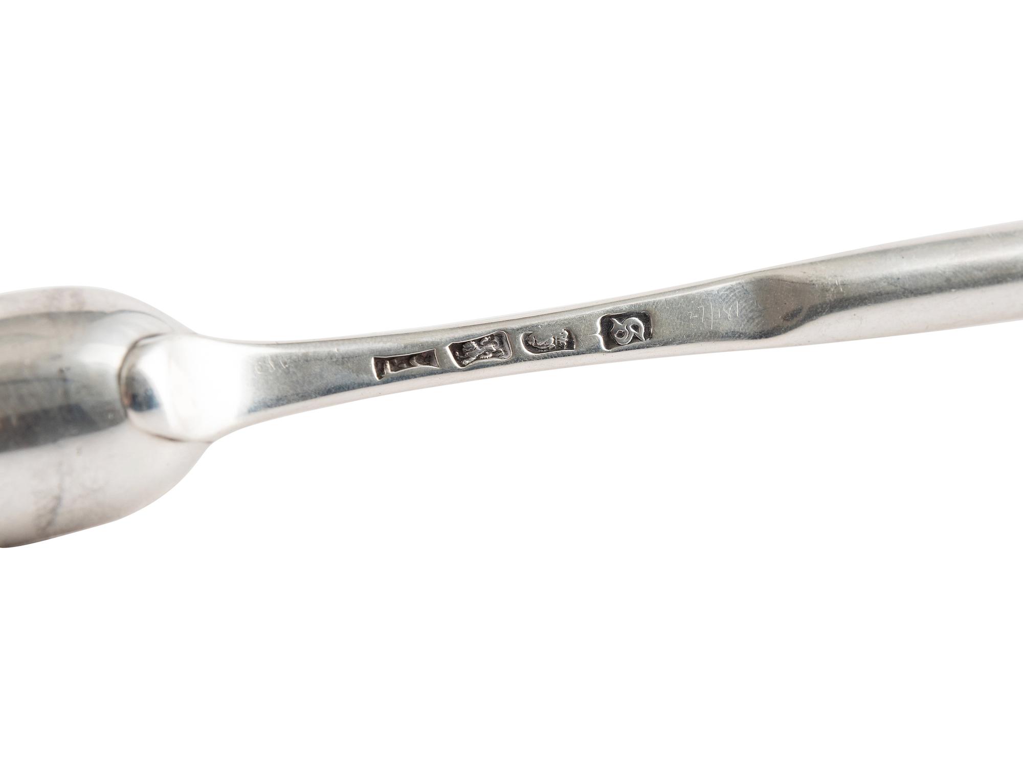 Twelve Georgian Silver Marrow Scoops