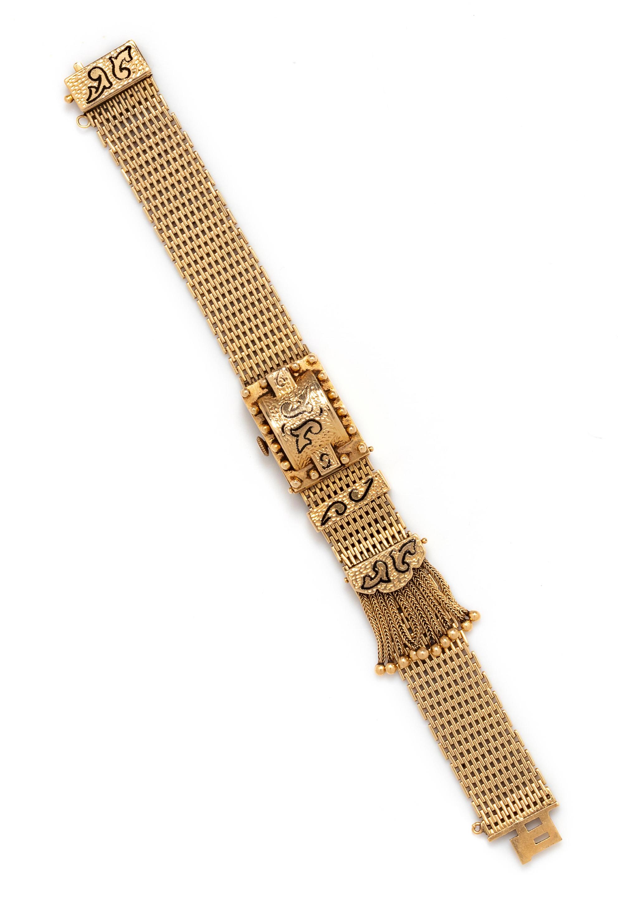 Gold and Enamel Slide Surprise Wristwatch
