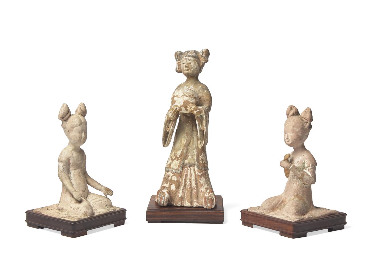 A Pair of Chinese Pottery Musicians and a Court Lady