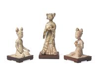 A Pair of Chinese Pottery Musicians and a Court Lady