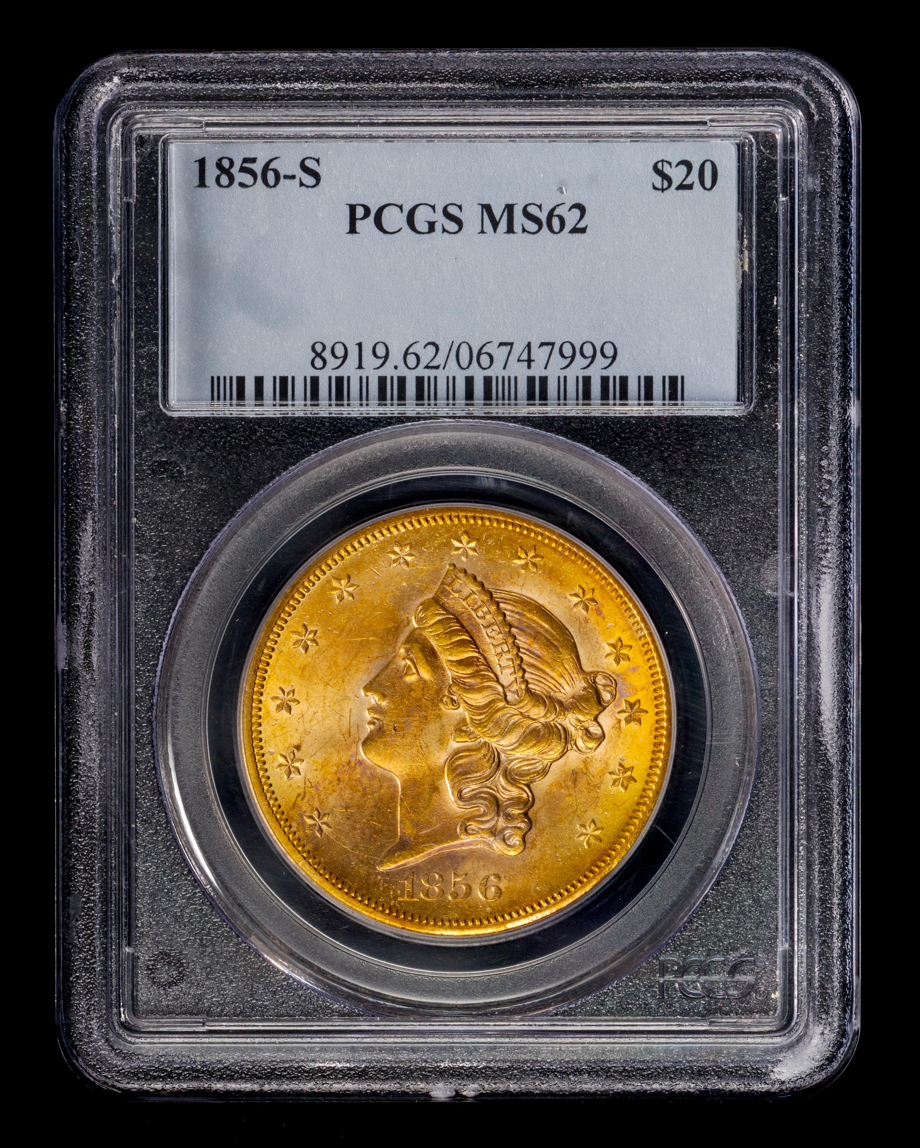 A United States 1856-S Liberty Head $20 Gold Coin