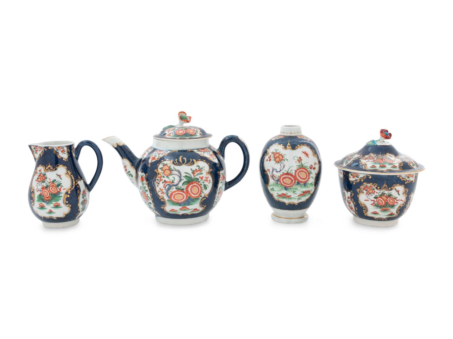 A Royal Worcester Painted and Parcel Gilt Porcelain Tea and Coffee Service