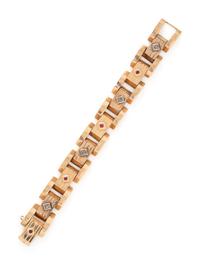 RETRO, ROSE GOLD AND SYNTHETIC RUBY BRACELET
