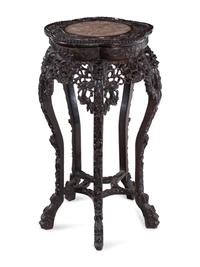 Two Chinese Export Marble Inset Hardwood Tables
