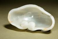 A Grey and Pale Celadon Jade Libation Cup