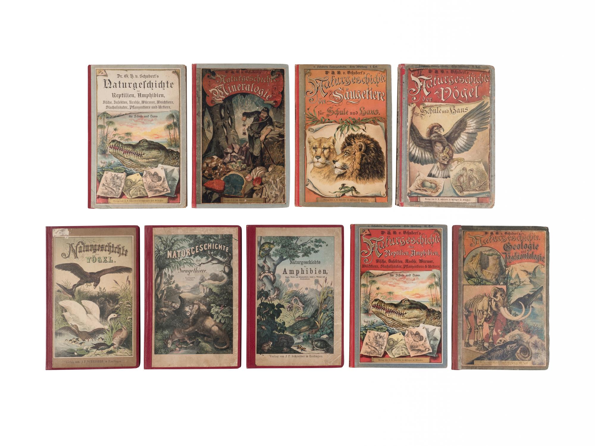 [NATURAL HISTORY]. SCHUBERT, Gotthilf Heinrich von (1780-1860). A group of 10 titles from "Naturgeschichte". Essling: J.F. Schreiber, ca 1882-1884.