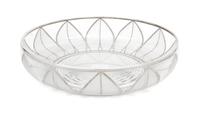 A Silver Overlay Frosted Glass Bowl Diameter 10 3/4 inches.