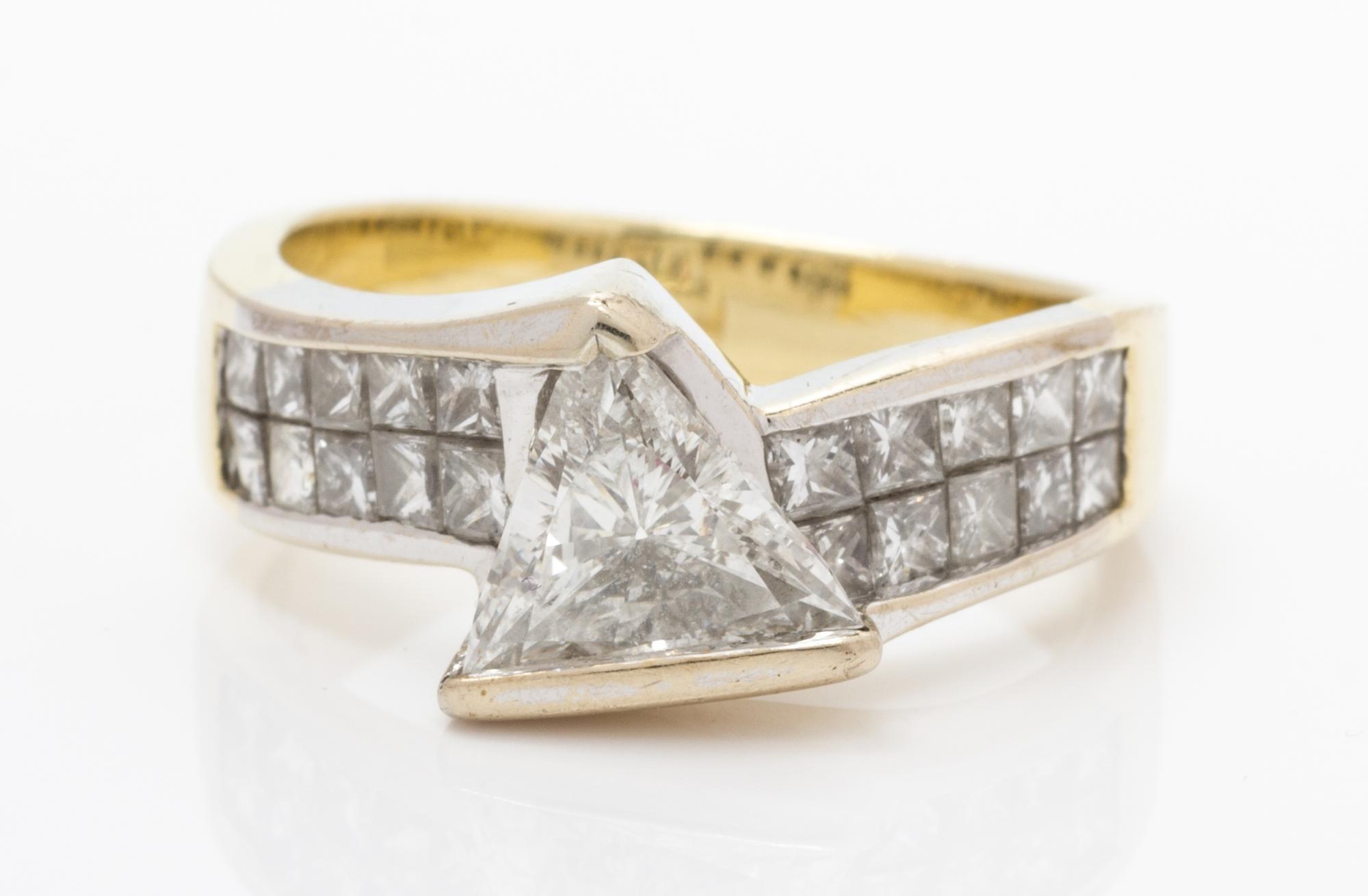 An 18 Karat Yellow Gold, Platinum, and Diamond Ring, 3.70 dwts.