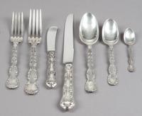 An American Silver Flatware Service, Gorham Mfg. Co., Providence, RI, Strasbourg pattern, each with a script R monogram, comprising: 12