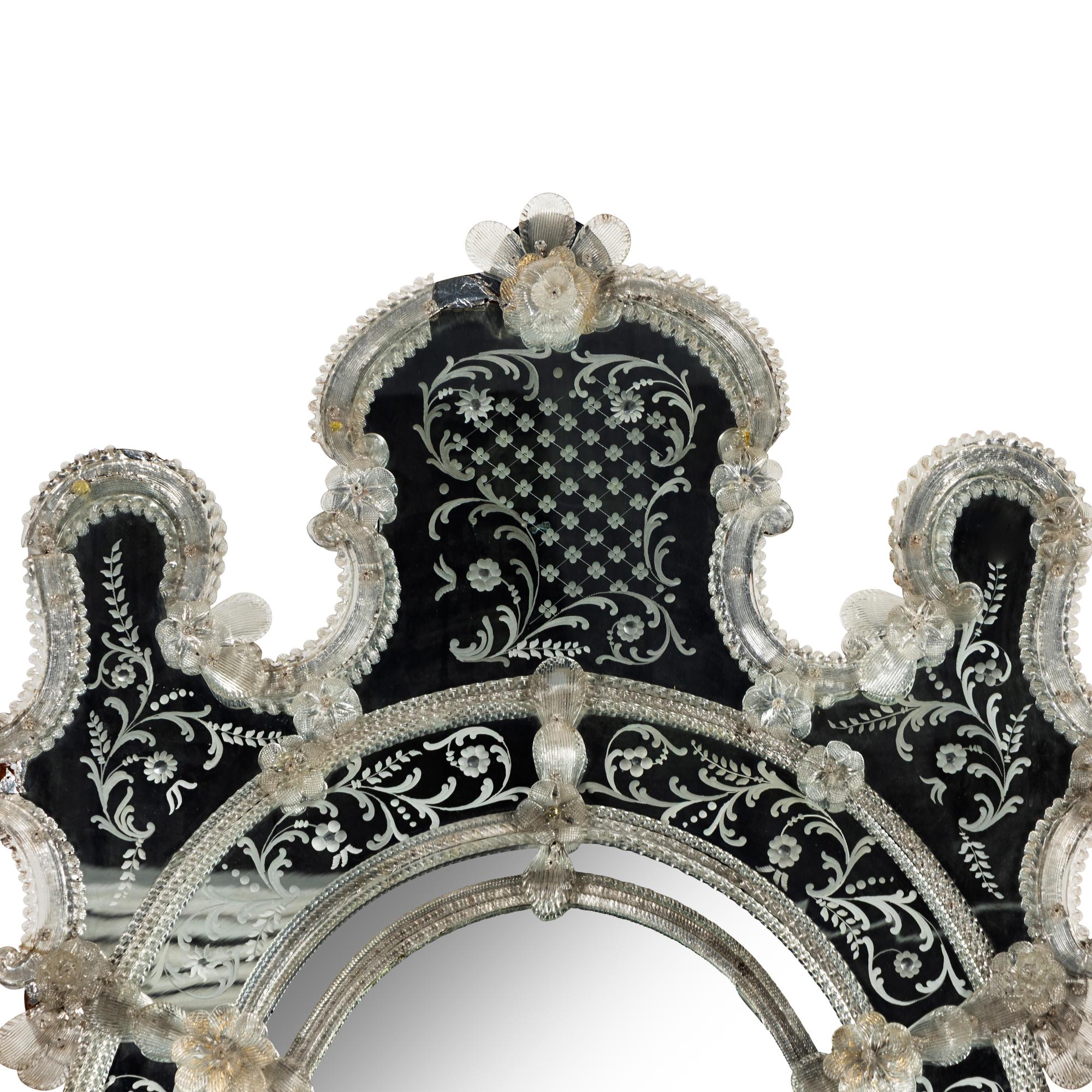 DAMAGED - A Venetian Etched Glass Mirror
