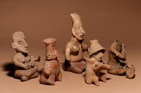 A Group of Five Pre-Columbian Terracotta Seated Figures