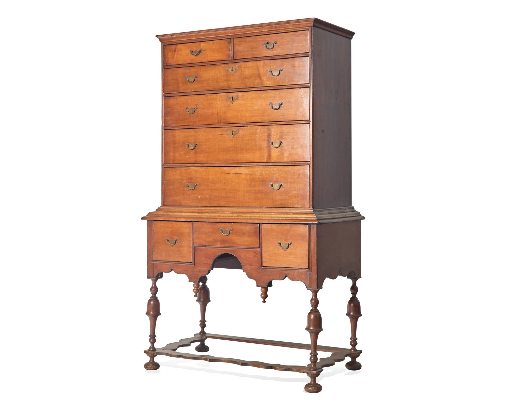 A William and Mary Maple High Chest