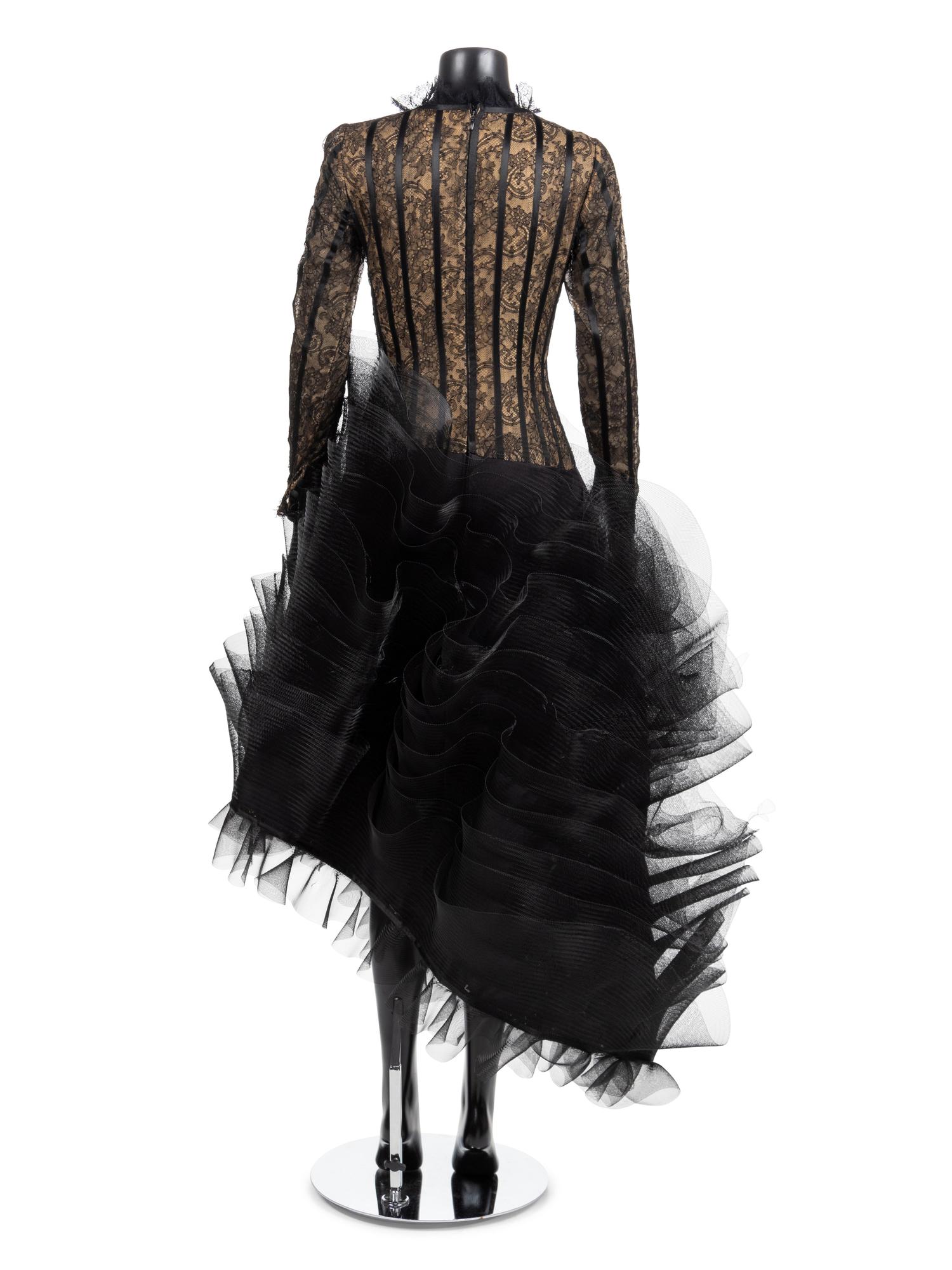 Louis Feraud Black Lace Evening Dress, 1990-2000s