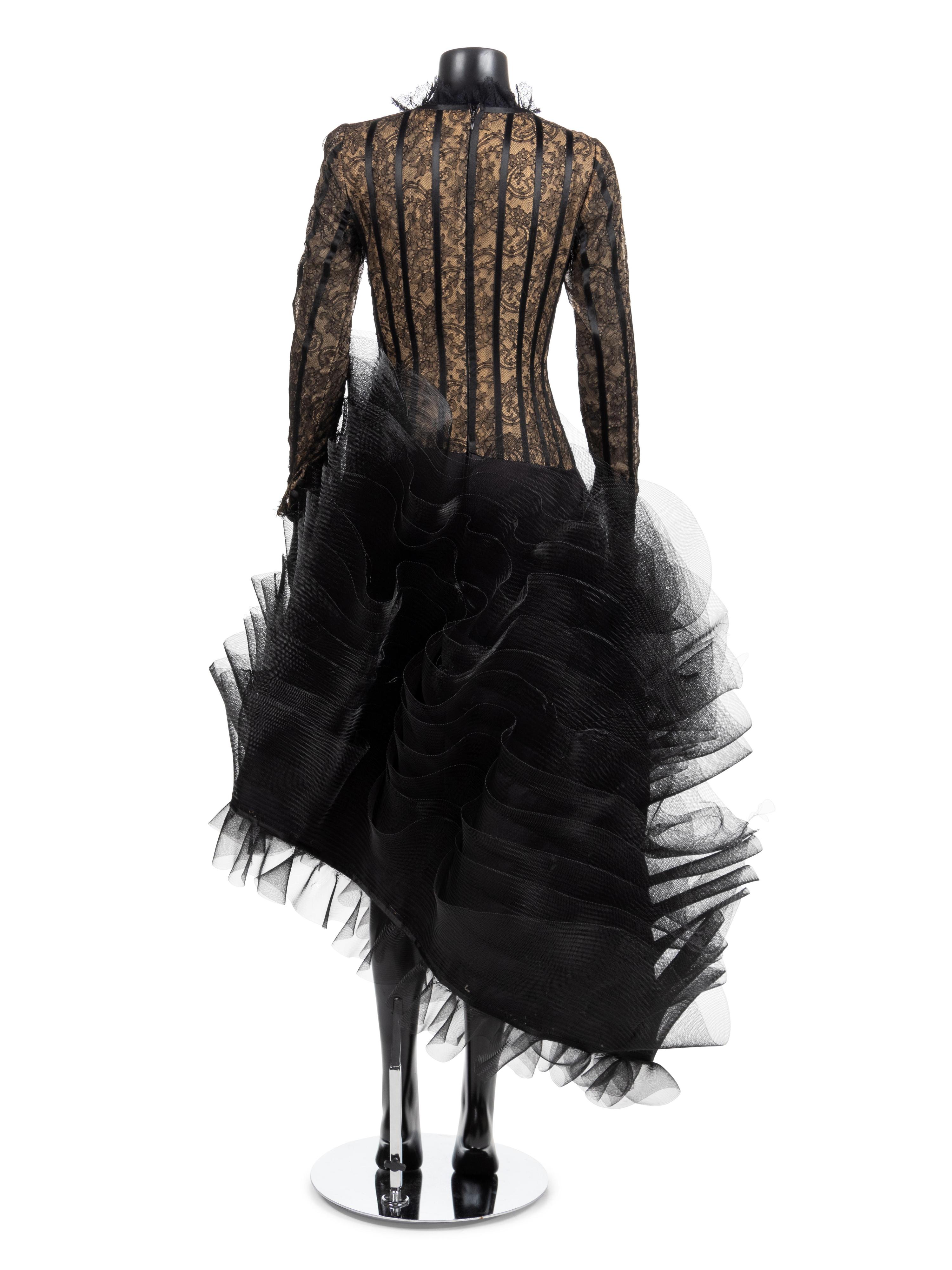 Louis Feraud Black Lace Evening Dress, 1990-2000s