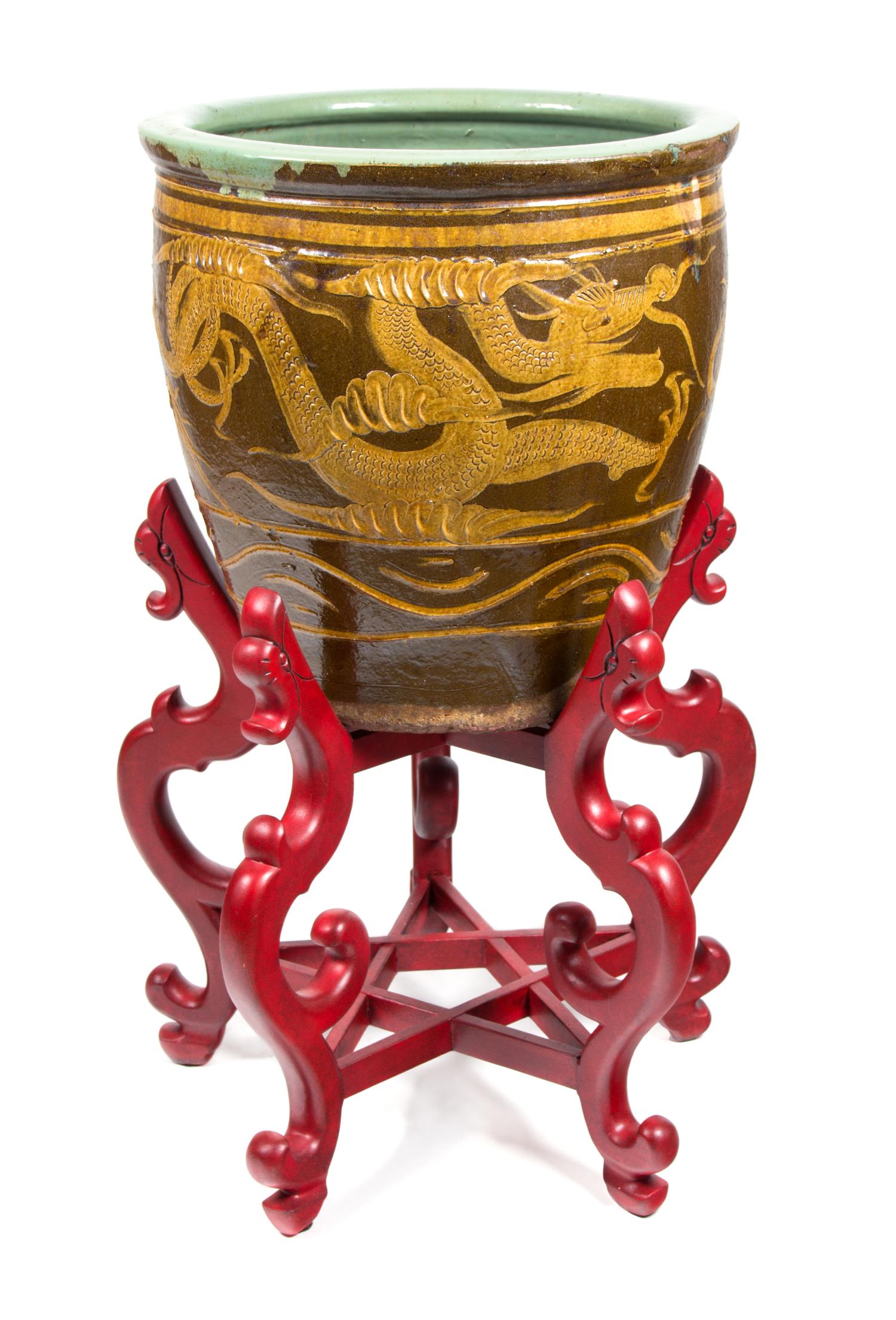 A Chinese Export Ceramic Jardinière Height 19 x diameter 19 1/2 inches. — 20TH CENTURY