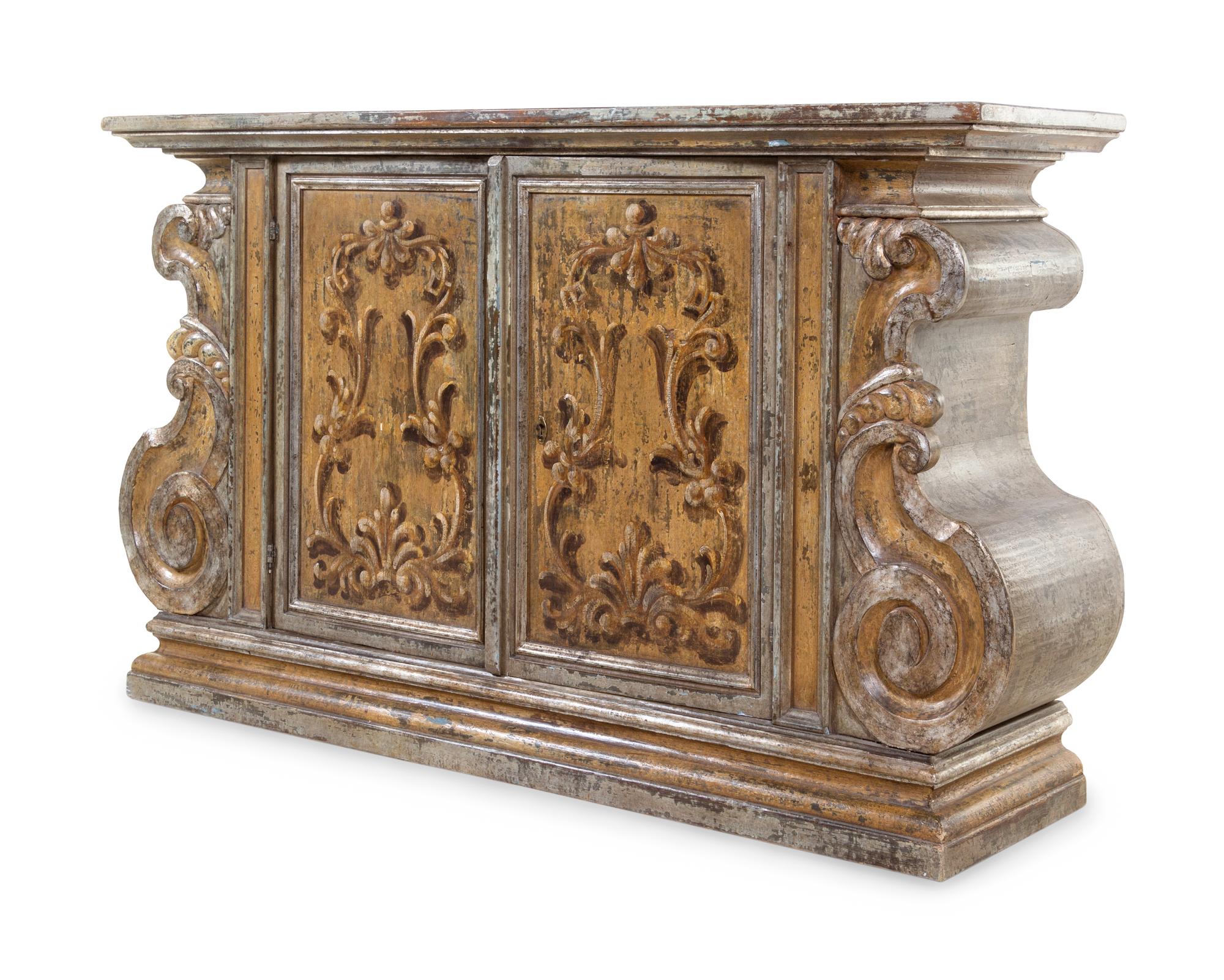 A Venetian Style Painted Console Cabinet