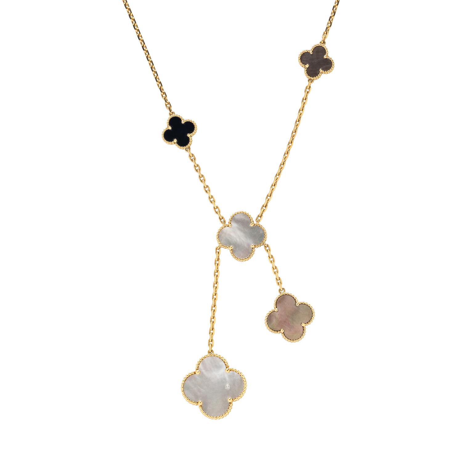 VAN CLEEF & ARPELS, ONYX AND MOTHER-OF-PEARL 'MAGIC ALHAMBRA' NECKLACE