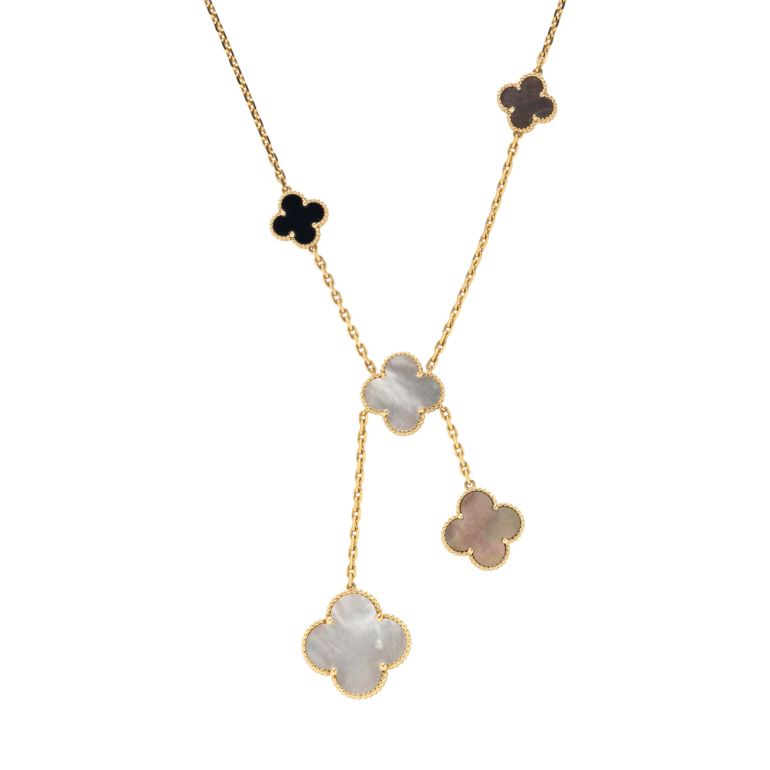 VAN CLEEF & ARPELS, ONYX AND MOTHER-OF-PEARL 'MAGIC ALHAMBRA' NECKLACE