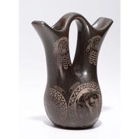 Award-Winning Pictorial Sgraffito Blackware Wedding Vase