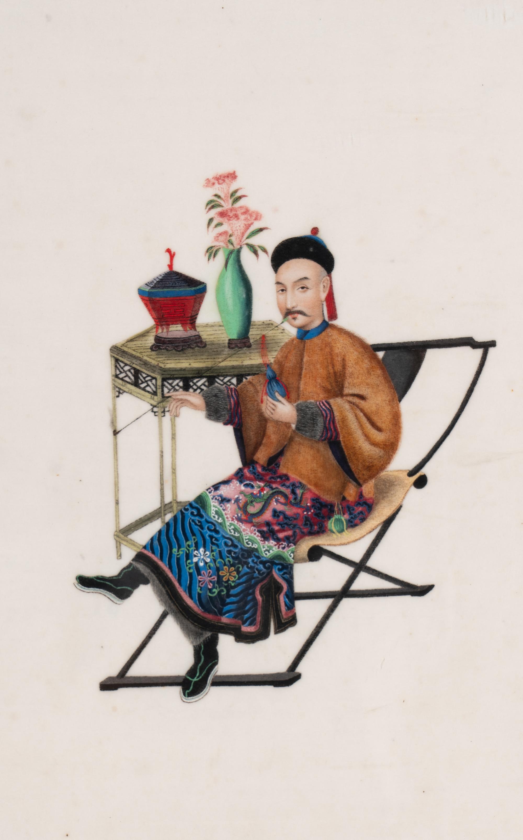 A Set of 12 Chinese Export Pith Paintings, Late 19th/Early 20th Century 清晚期 通草畫人物圖鏡框12幅