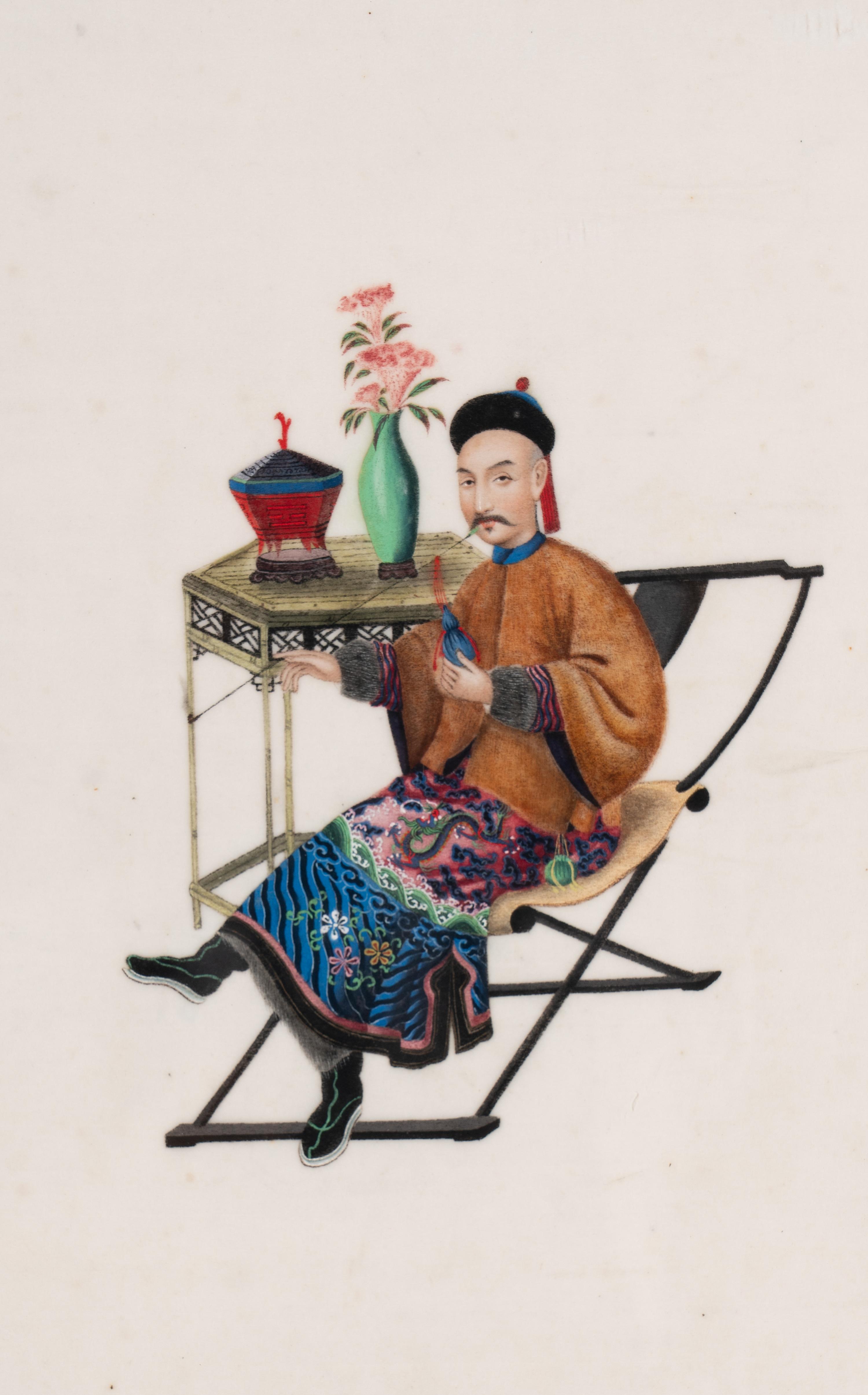 A Set of 12 Chinese Export Pith Paintings, Late 19th/Early 20th Century 清晚期 通草畫人物圖鏡框12幅