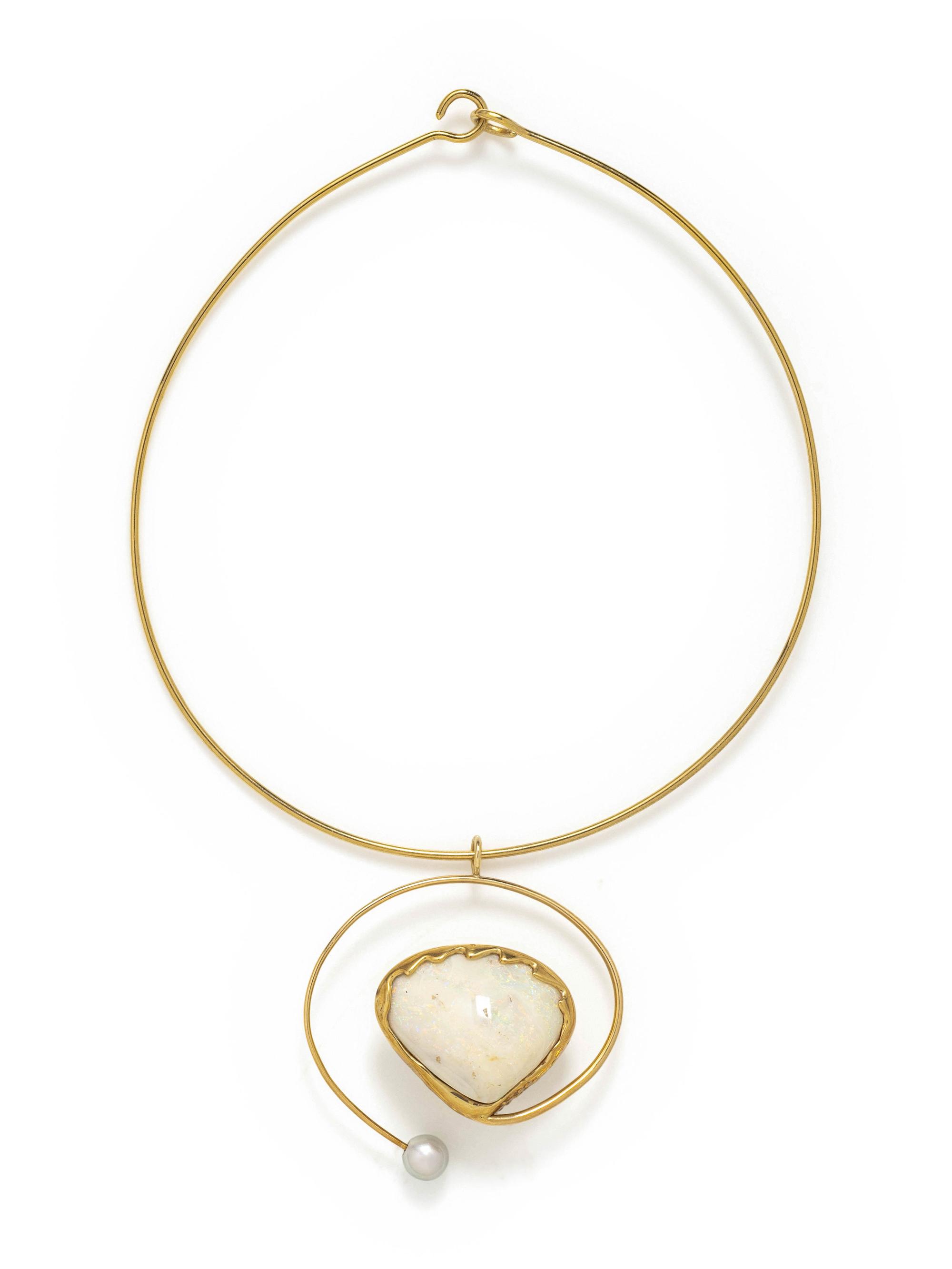 OPAL AND CULTURED PEARL PENDANT
