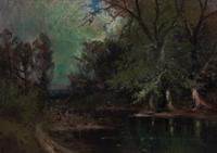 Charles Hunt, (American, 1840-1914), Landscape with Stream