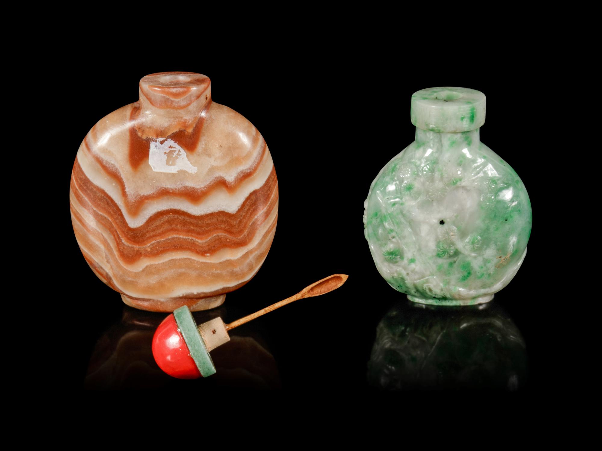 Two Chinese Hardstone Snuff Bottles