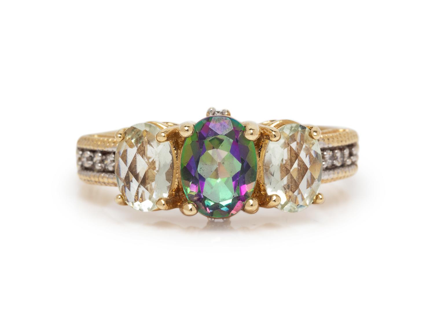 A Yellow Gold and Mystic Topaz Demi-Parure,