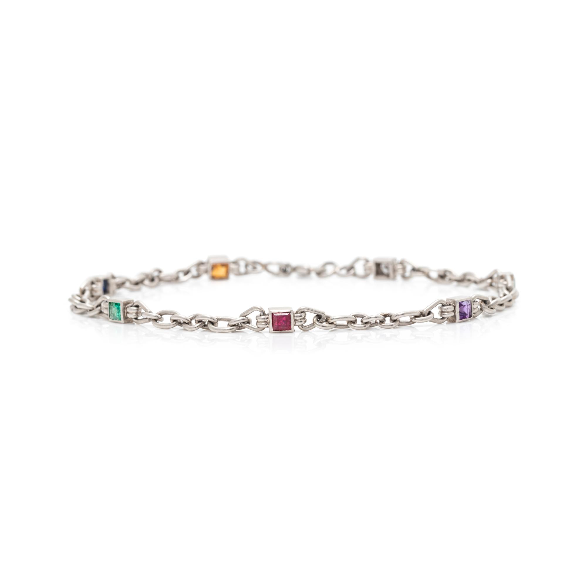 PLATINUM, DIAMOND AND MULTIGEM 'DEAREST' BRACELET